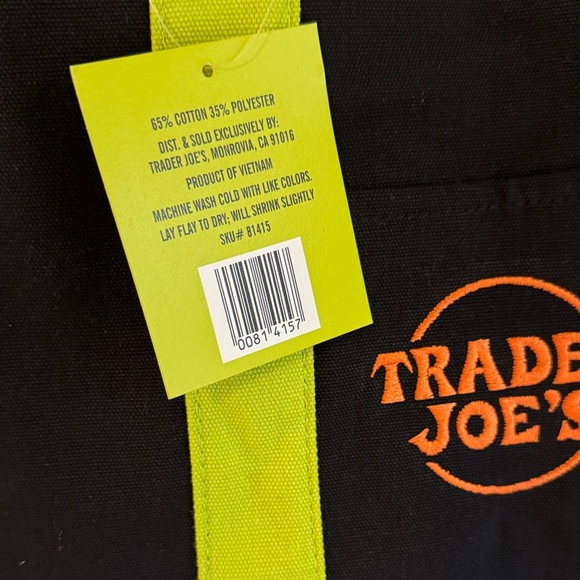 TRADER JOE’S Mini Trick or Treat Black/Purple Canvas Tote Bag - Picture 3 of 4
